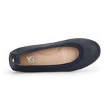 Samara Foldable Ballet Flat in Deep Navy Leather from Yosi Samra