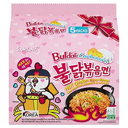 Samyang Buldak Carbonara HOT Chicken Ramen (130g) (Korea) 5-pack from PETEZ POP WHOLESALE