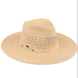 C.C Faux Leather String Paper Straw Panama Hat from Madeline Love