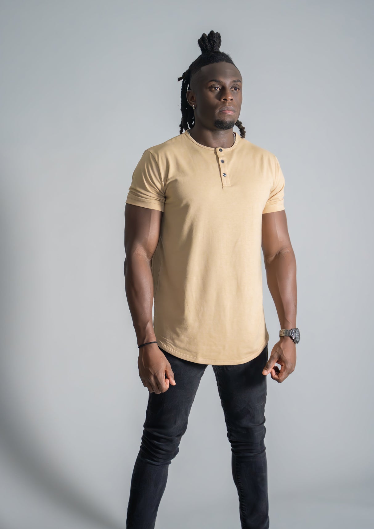 Henley Curved Hem from Ten/10 Apparel