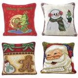 DaDa Bedding Set of 4 Pieces - Magical Santa Snowman Gingerbread Christmas Holiday Tapestry Throw Pillow Covers Bundle Pack - 16" x 16" from DaDalogy Bedding Collection