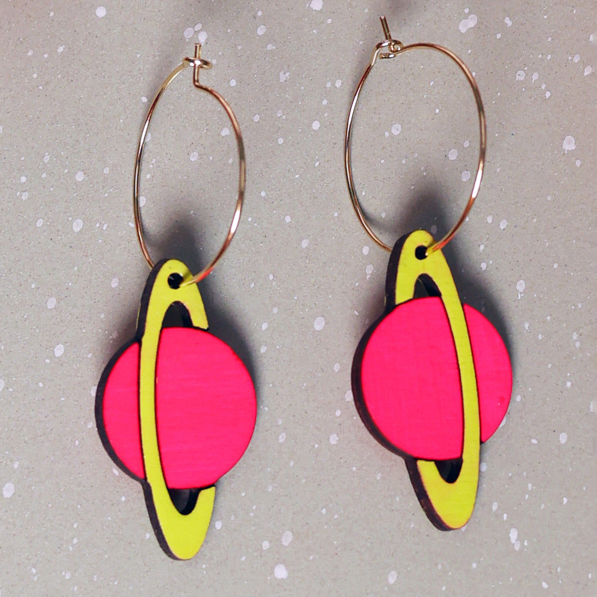 Neon Saturn Hoops from LE CHIC MIAMI