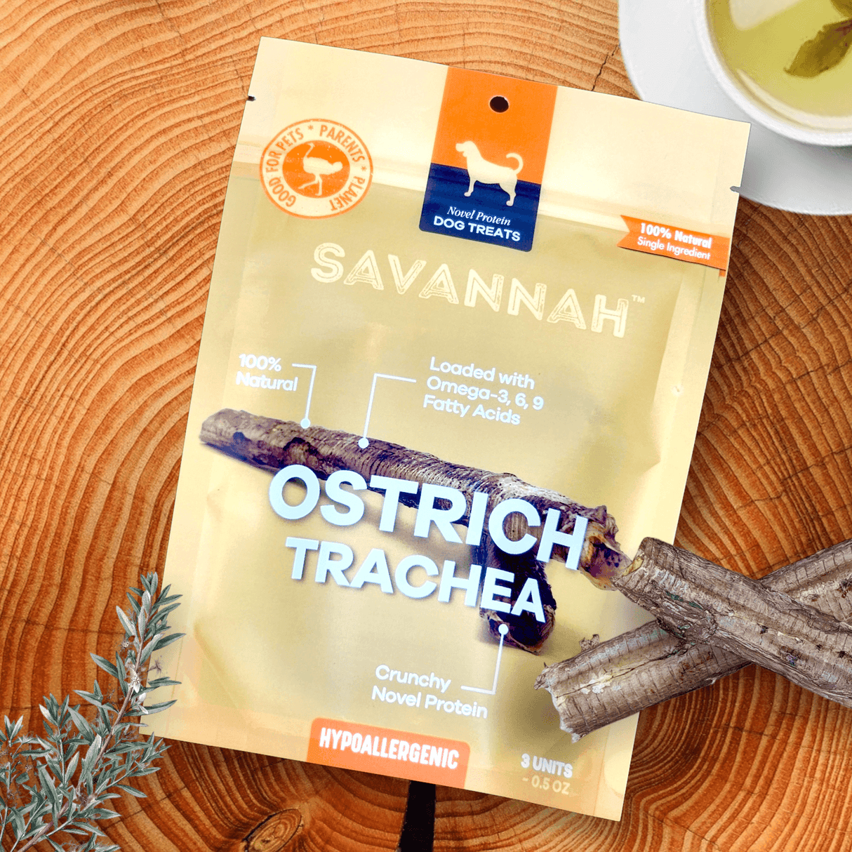 Crunchy Ostrich Trachea Cuts: The Airy, All-Natural Treat for Small to Medium Dogs from Savannah Pet Food