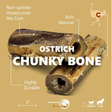 Ostrich Chunky Bones (4" x 2" - 2 Pack): The Long-Lasting, Flavor-Packed Bones for Small to Medium Dogs from Savannah Pet Food