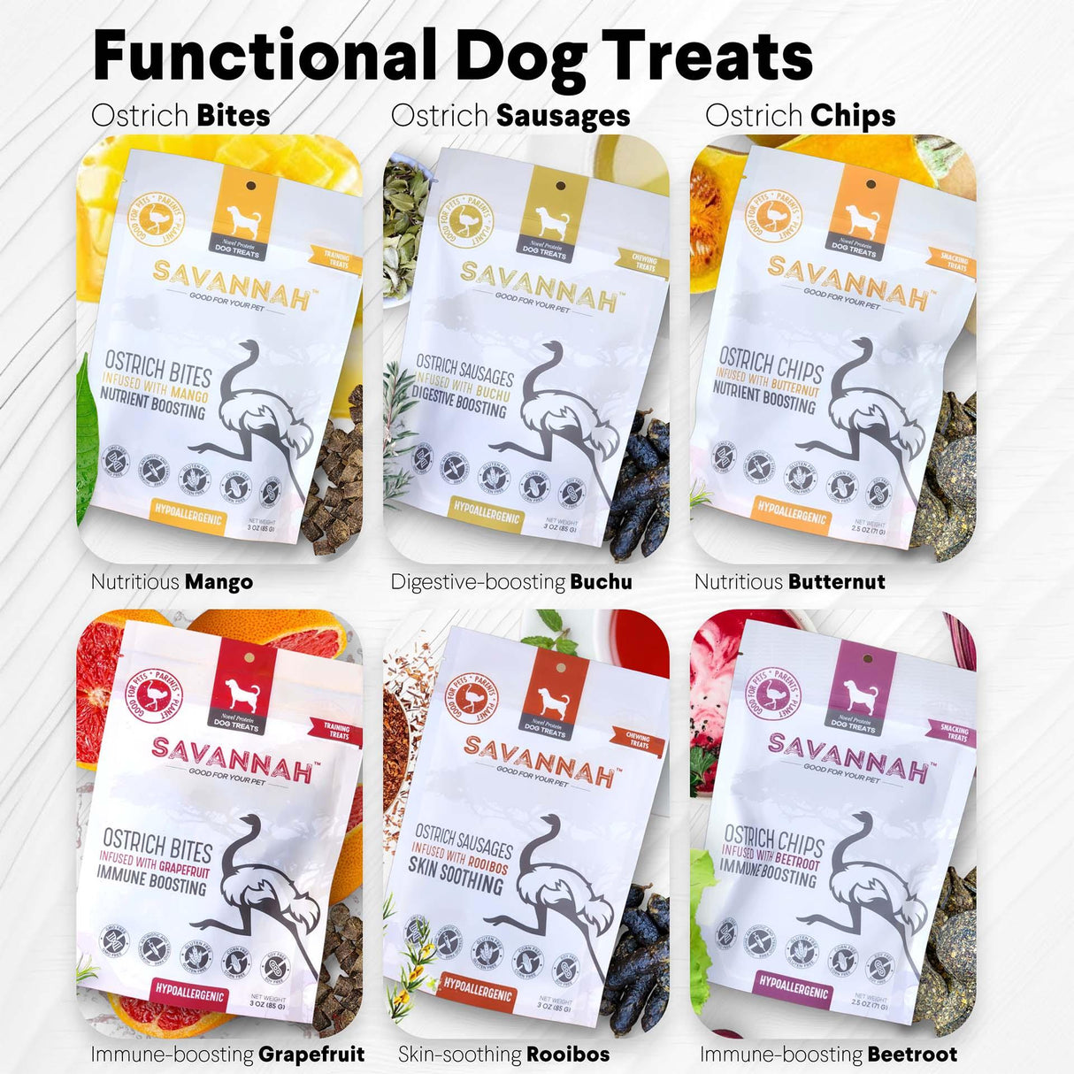 Ostrich Chips with Beetroot (2.5oz): The Flavorful, Immune-Boosting Treat for Dogs from Savannah Pet Food
