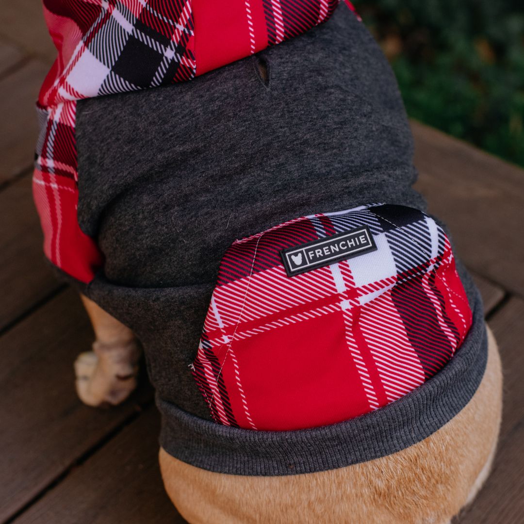 Frenchie Dog Hoodie - Scarlet Plaid from Frenchie Bulldog