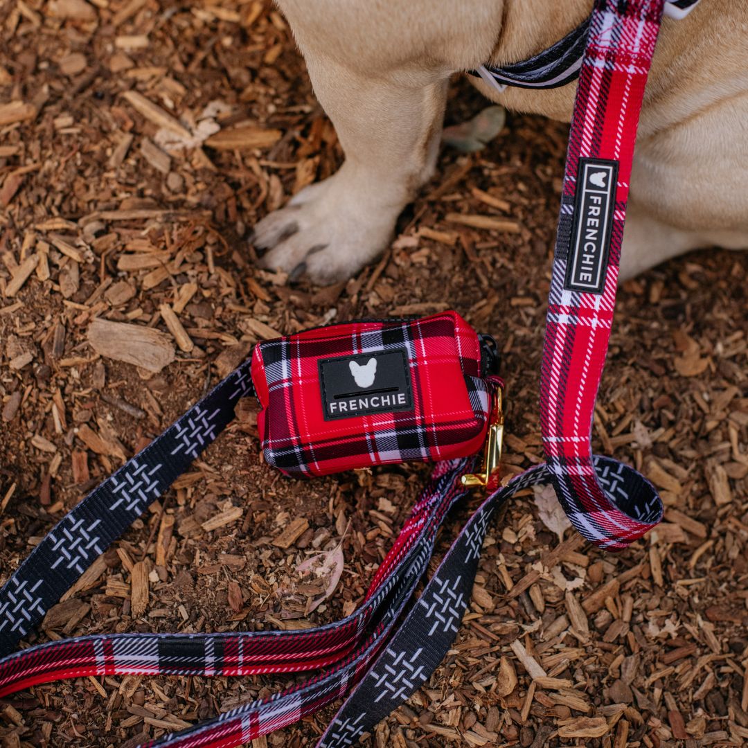 Frenchie Comfort Leash - Scarlet Plaid from Frenchie Bulldog