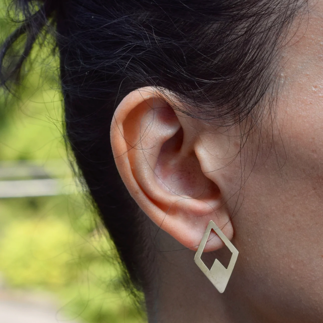 Machine Age Stud Earrings From Abroad Modern