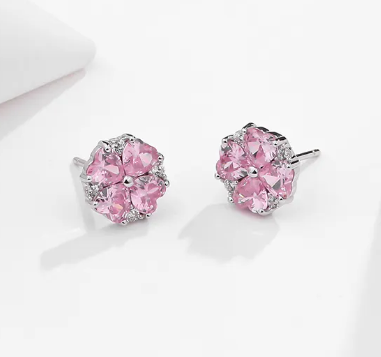 BLOSSOM - 925 Sterling Silver Earrings with Pink Zircon from Mack & Rex