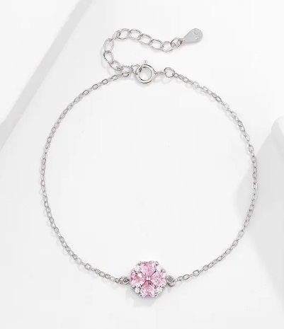 BLOSSOM Accent Bracelet - 925 Sterling Silver with Pink Zircon from Mack & Rex