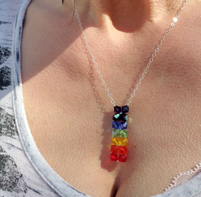 Handmade True Rainbow Crystal Rock Candy Necklace from Alexa Martha Designs
