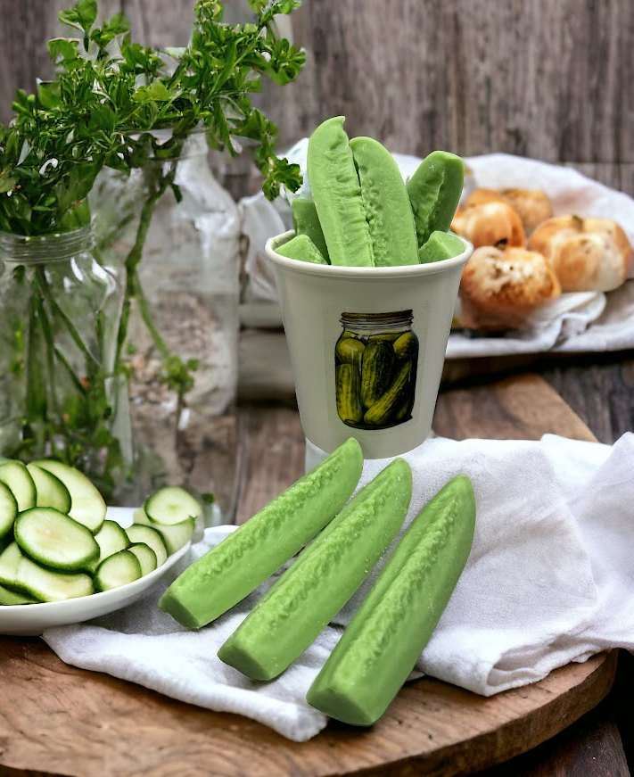 DILL PICKLES Spears Wax Melts | 3.5 oz | Fake Food | 4 Melts From Eartherella Soap & Candle Co.