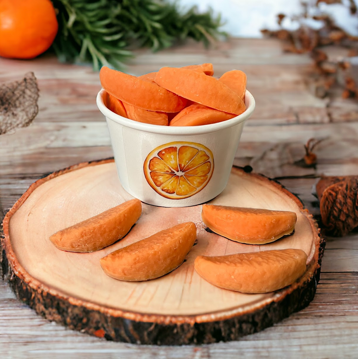 ORANGE SLICES Wax Melts | Wax Embeds for Candles | Fake Food | 5 oz From Eartherella Soap & Candle Co.
