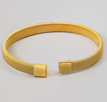 Flat Coiled Metallic Cuff Bracelet Through MARKET