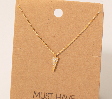 Dainty Pave Triangle Pendant Necklace Through MARKET