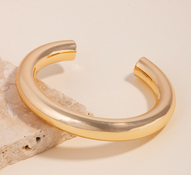 Thick Metallic Tube Cuff Bracelet through MARKET