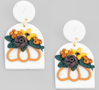 Fall Flower Polymer Clay Earrings through MARKET