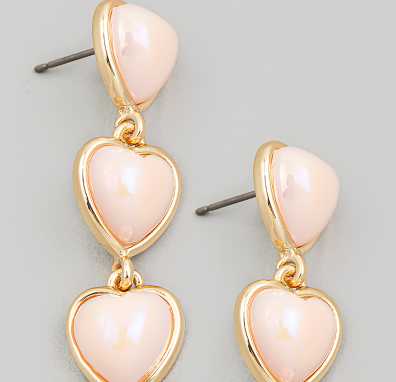 Layered Heart Dangle Drop Earrings through MARKET