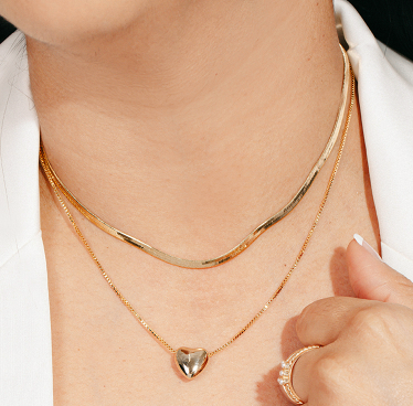 Layered Chain Heart Pendant Necklace through MARKET