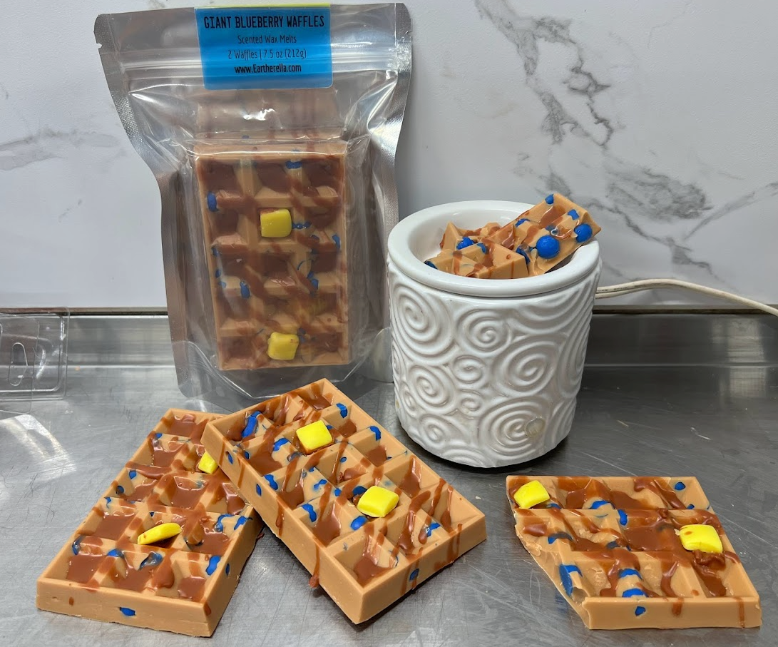 Giant BLUEBERRY WAFFLES  Wax Melts | Fake Food | 2 Waffles | 7.5 oz From Eartherella Soap & Candle Co.