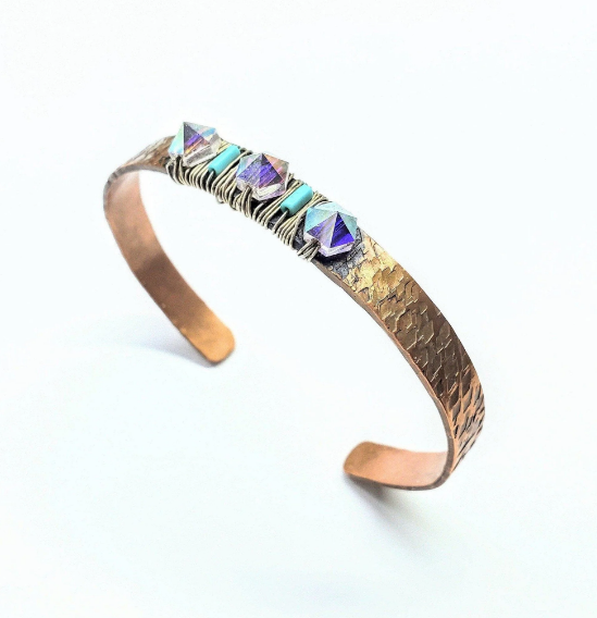 Crystal Spike Bead Copper Cuff from Alexa Martha Designs