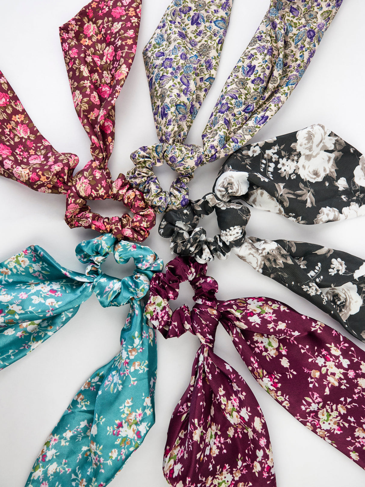 Cream Floral Scarf Scrunchie from Ash & Rose