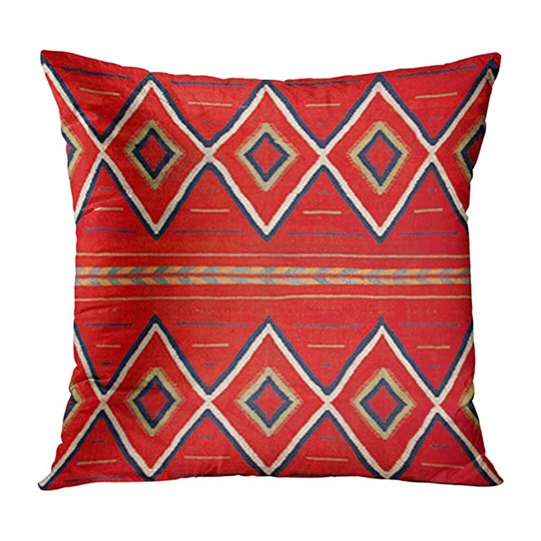 Red Rustic Aztec Cushion Covers from Moderny