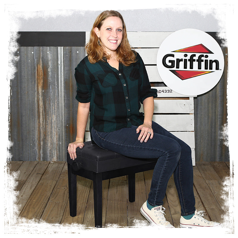 GRIFFIN Premium Antique Piano Bench - Adjustable Black Solid Wood Frame & PU Leather Padded Cushion from GeekStands