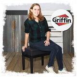 GRIFFIN Premium Antique Piano Bench - Adjustable Black Solid Wood Frame & PU Leather Padded Cushion from GeekStands