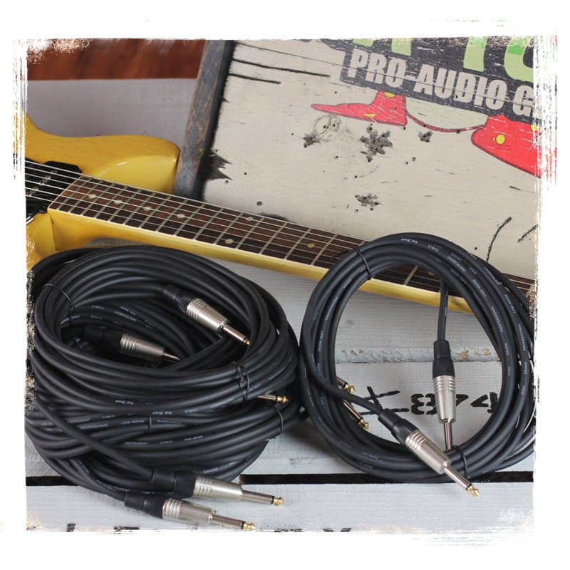 Guitar Cords (6 Pack) Instrument Cable by FAT TOAD | 20FT Wires 1/4 Inch Gold Straight-End for Electric, Acoustic, Bass, Keyboards, Speakers, Sound AMP & Music Recording Studio | Shielded 24 AWG Patch from GeekStands.com
