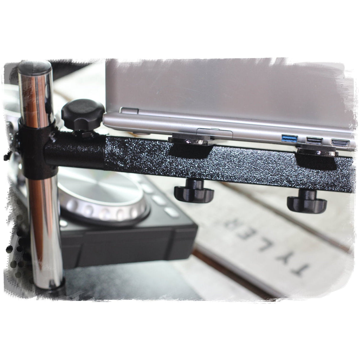 Double DJ Laptop Stand by FAT TOAD - 2 Tier PC Table Holder - Portable Computer Clamp Equipment Rack from GeekStands