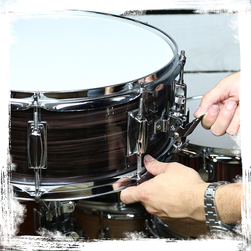 Deluxe Snare Drum by GRIFFIN - 14" x 5.5" Poplar Wood Shell with Zebra PVC Glossy Finish from GeekStands