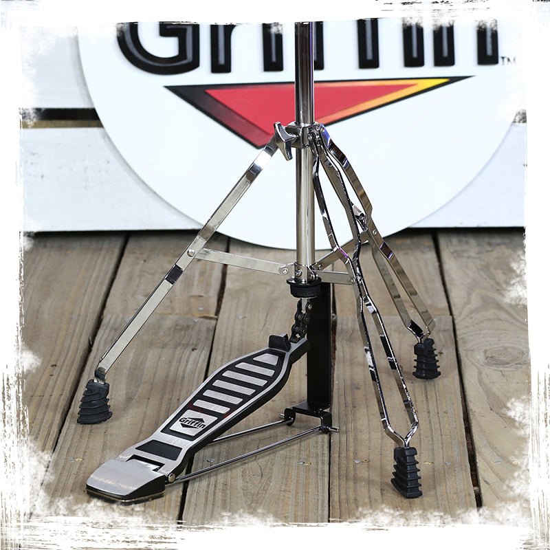 Deluxe Hi-Hat Stand by GRIFFIN - Hi Hat Cymbal Pedal With Drum Key - HiHat Mount Chrome Legs from GeekStands