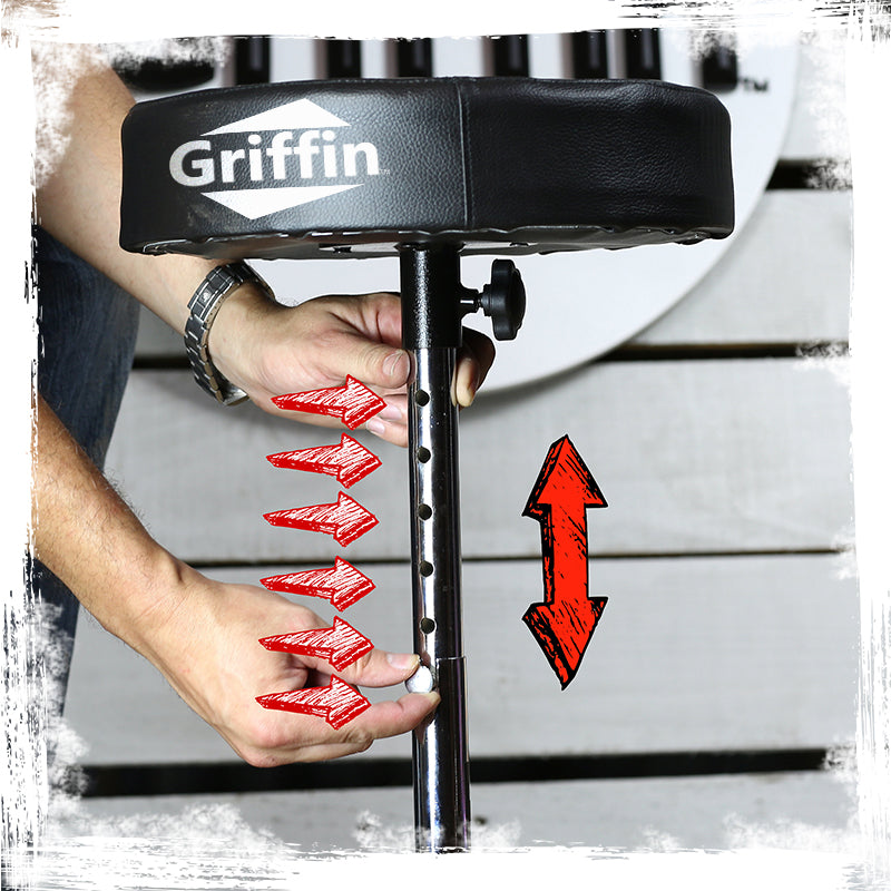 Drum Throne Stand by GRIFFIN - Padded Drummer’s Seat - Comfortable Drum Set Percussion Chair from GeekStands