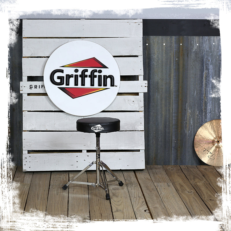 Drum Throne Stand by GRIFFIN - Padded Drummer’s Seat - Comfortable Drum Set Percussion Chair from GeekStands