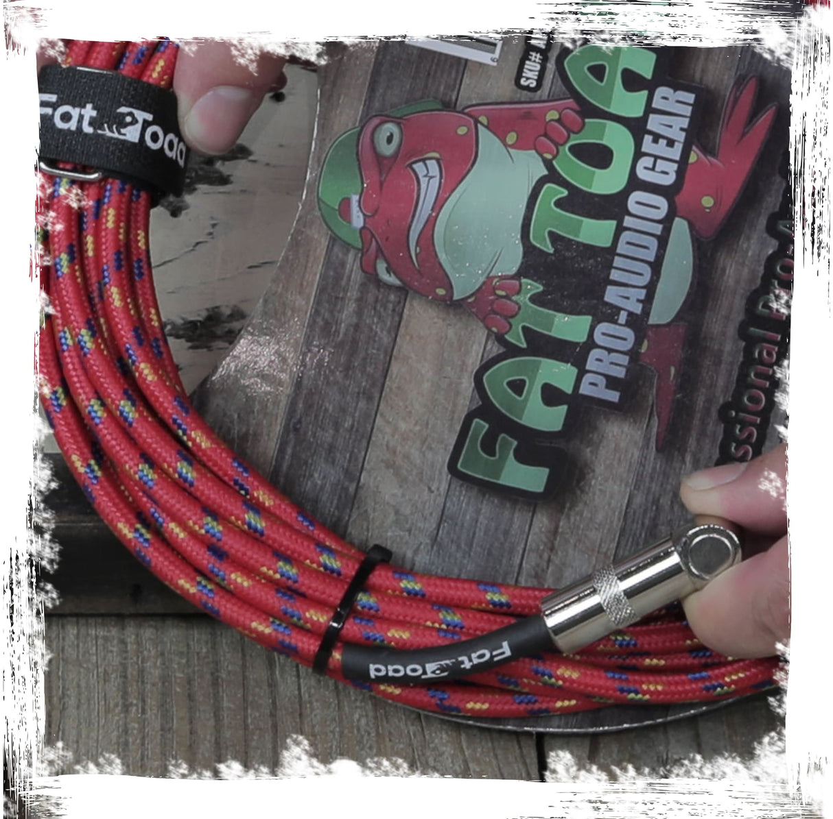 Guitar Cables (2 Pack) Right Angle to Straight-End Instrument Cord Tweed Cloth Jacket by FAT TOAD - Braided Woven 20 FT 1/4 Inch Gold Jack TS from GeekStands.com