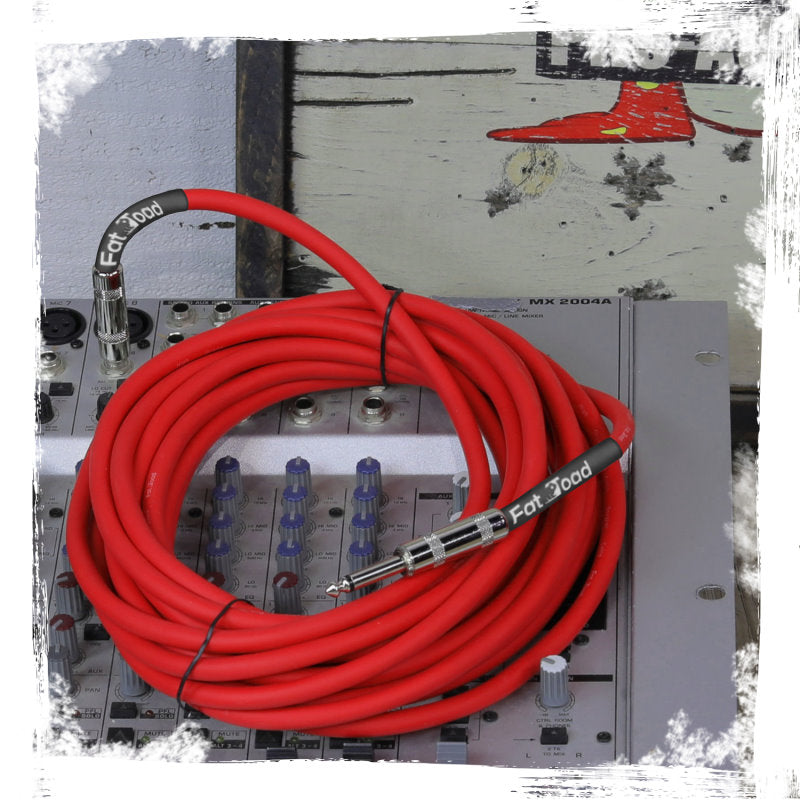 Male Jack Speaker Cables (2 Pack) (1/4" to 1/4) by FAT TOAD - 25ft Professional Pro Audio Red DJ from GeekStands