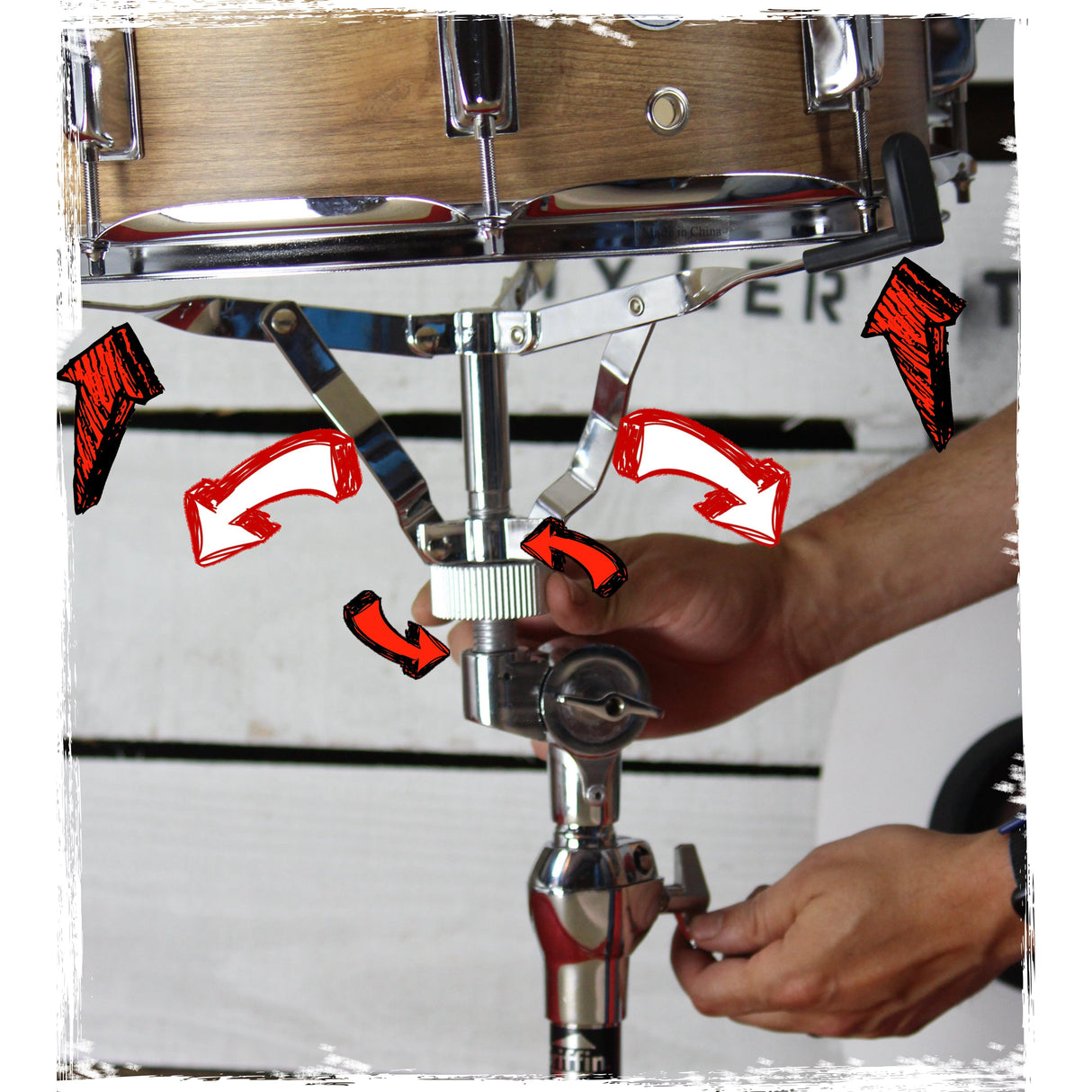 Heavy-Duty Snare Drum Stand by Griffin | Premium Double Braced Percussion Hardware Kit |Weight Mount for Snares, Tom Drums & Practice Pad | Adjustable Height & Tilting Gear Clamp Style Basket Holder from GeekStands.com