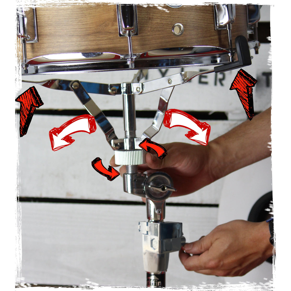 Heavy-Duty Snare Drum Stand by Griffin | Premium Double Braced Percussion Hardware Kit |Weight Mount for Snares, Tom Drums & Practice Pad | Adjustable Height & Tilting Gear Clamp Style Basket Holder from GeekStands.com