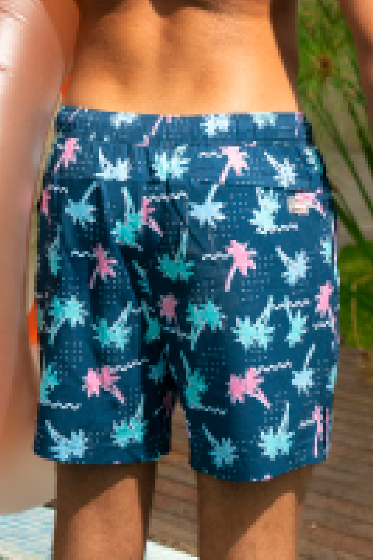 The Shorebreak | Navy Tropical Ball Hammock® Pouch 8" Swim Trunks from Shinesty