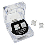 10mm Square Crystal Cubic Zirconia Stud Earrings in Clear Gift Box - Ready to Gift from Madeline Love