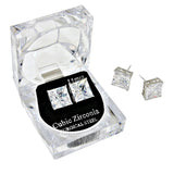 11mm Square Crystal Cubic Zirconia Stud Earrings in Clear Gift Box - Ready to Gift from Madeline Love