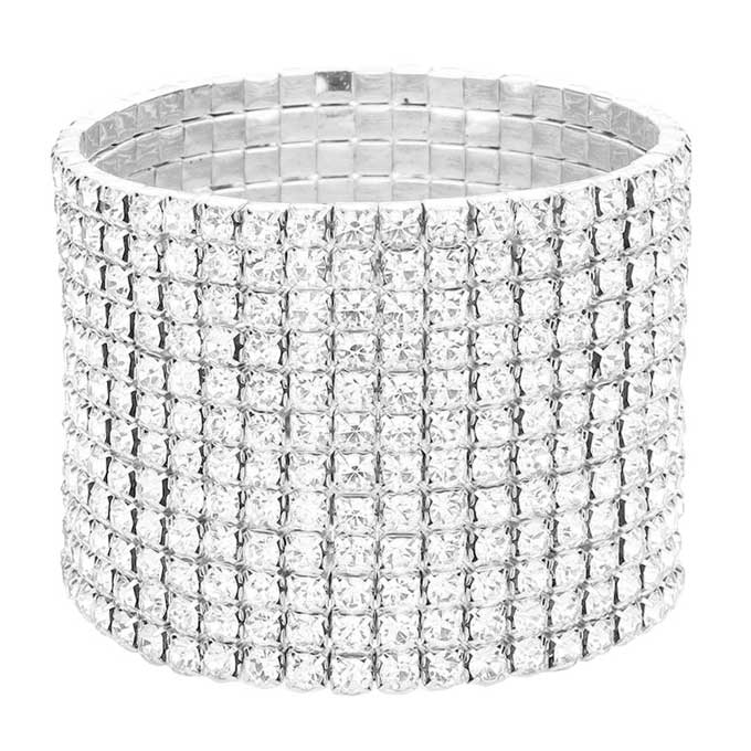 12-Row Crystal Rhinestone Stretchable Bracelet from Madeline Love