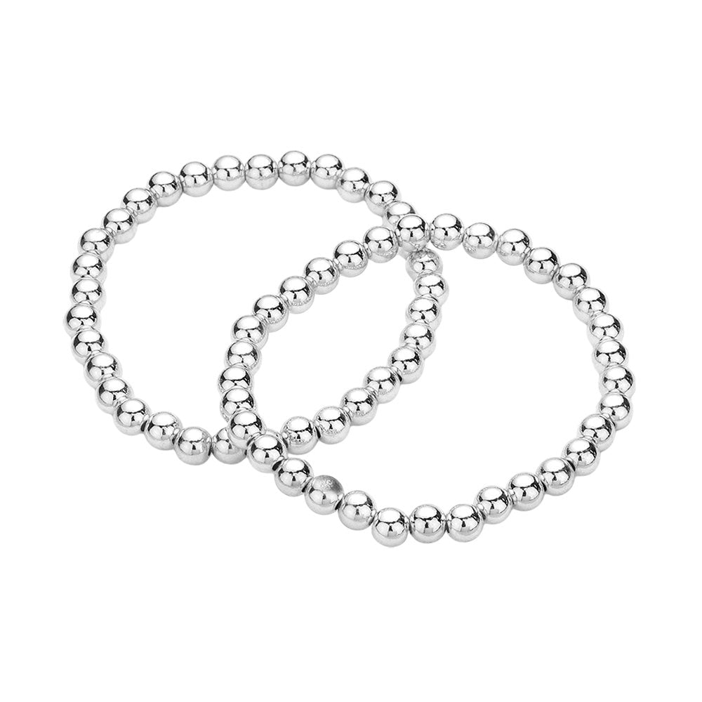 2PCS - Stainless Steel Ball Stretch Multi Layered Bracelets from Madeline Love