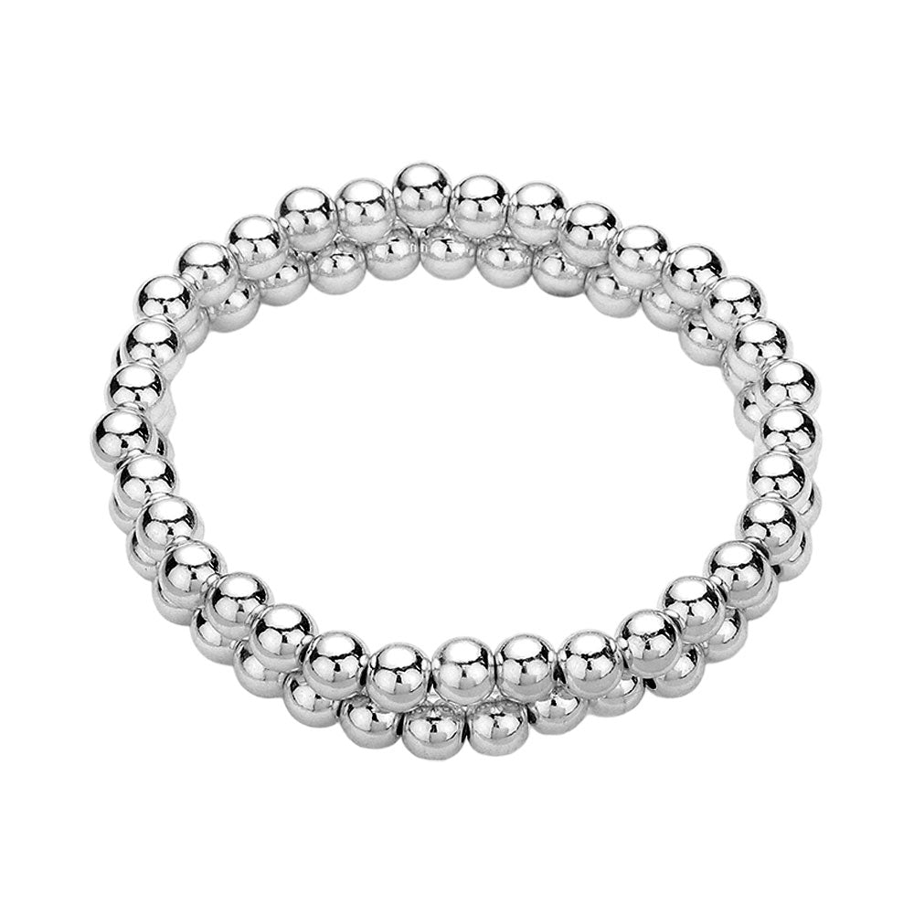 2PCS - Stainless Steel Ball Stretch Multi Layered Bracelets from Madeline Love