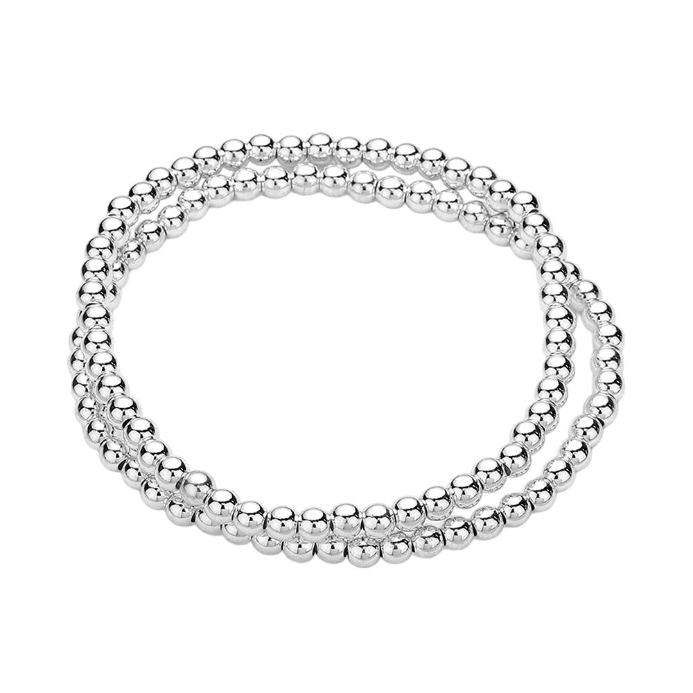 2PCS - Stainless Steel Ball Stretch Multi Layered Bracelets from Madeline Love