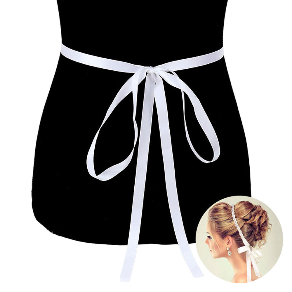 Bubble Stone Sash Ribbon Bridal Wedding Belt Headband from Madeline Love