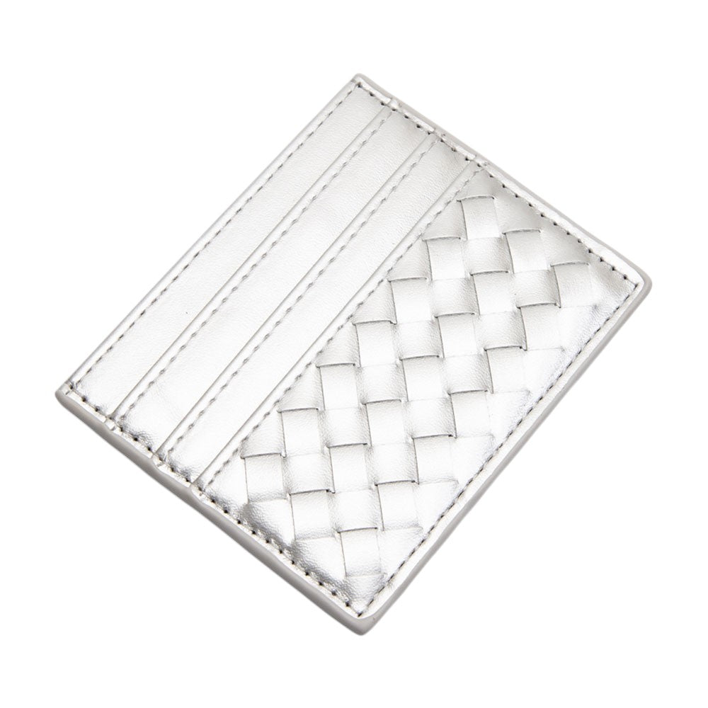 Faux Leather Basket Weave Card Holder Wallet  from Madeline Love