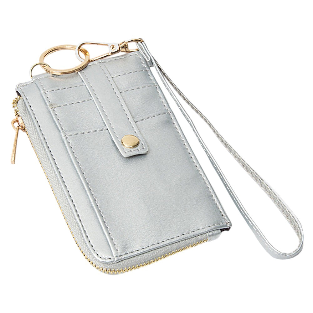 Faux Leather Basket Weave Flat Card Holder Wallet with Wristlet  from Madeline Love