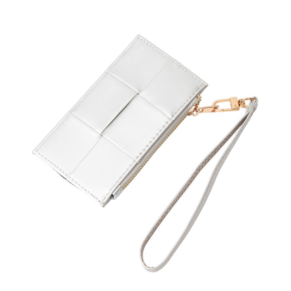 Faux Leather Weave Flat  Coin Wallet  from Madeline Love
